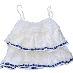 BLUE WHITE RUFFLE LAYER TOP